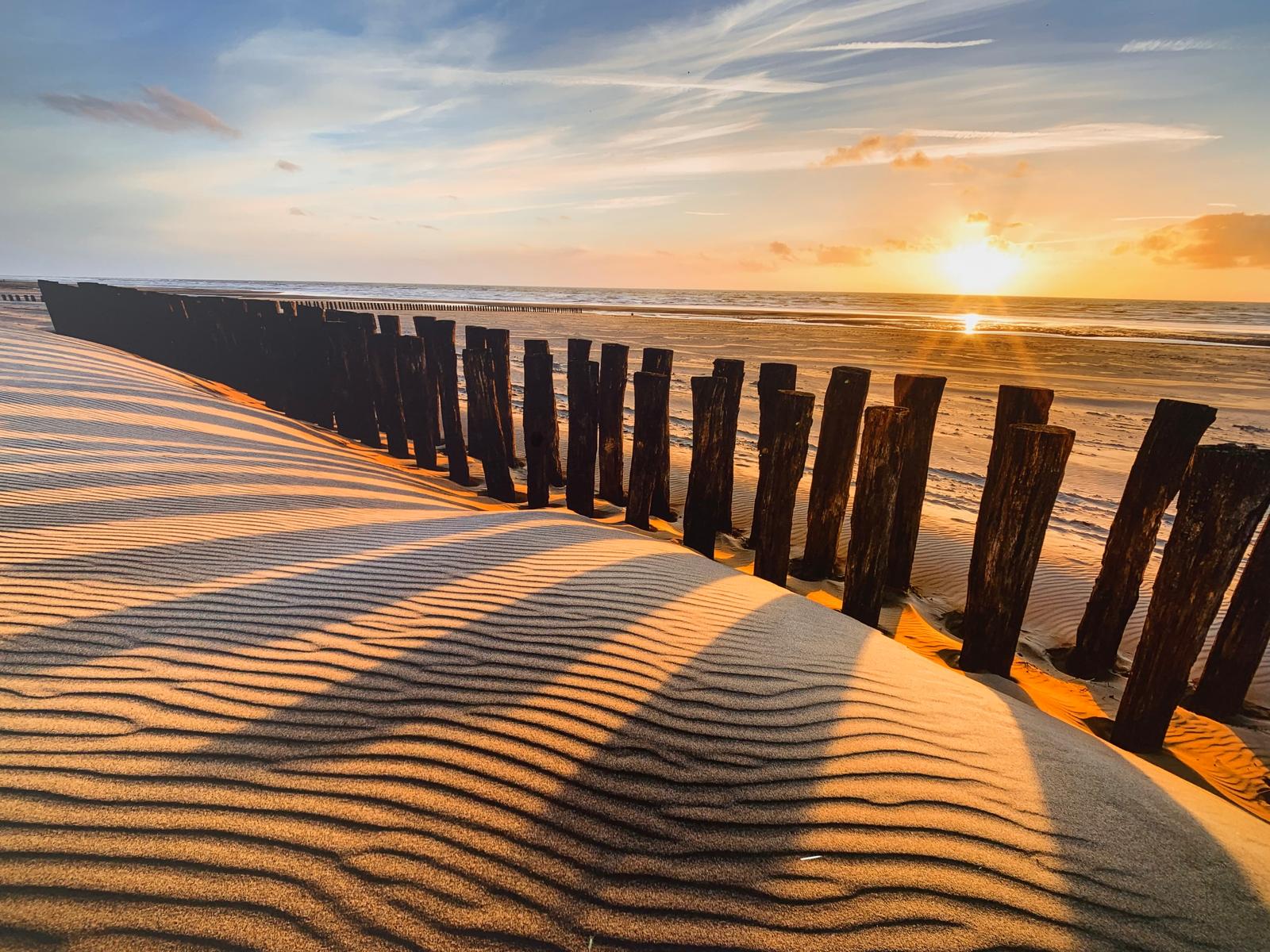 Plage de Wimereux au coucher de soleil